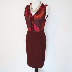 NEW YORK & CO Size 8 Burgundy Skirt Blouse Set